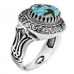 انگشتر فیروزه نیشابوری نقره مردانه طرح عطار