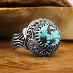 انگشتر فیروزه نیشابوری نقره مردانه طرح عطار - Image 2