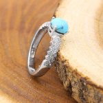 انگشتر فیروزه نیشابوری نقره زنانه طرح کمند - Image 3