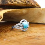 انگشتر فیروزه نیشابوری نقره زنانه طرح نوریه - Image 2