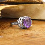 انگشتر آمیتیست الماس تراش نقره زنانه طرح لیدا - Image 2