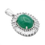 گردنبند عقیق سبز نقره زنانه طرح ماه صنم