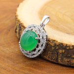 گردنبند عقیق سبز نقره زنانه طرح گلاره - Image 2