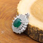 گردنبند عقیق سبز نقره زنانه طرح همیشه بهار - Image 2