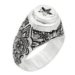 انگشتر حرز امام جواد (ع) نقره مردانه دست ساز طرح قلم زنی فاخر نجم