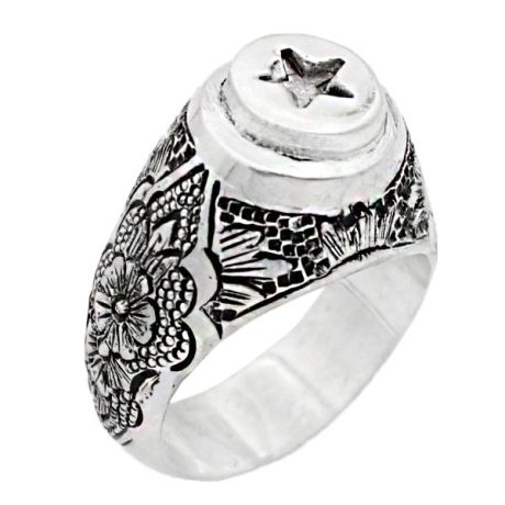 انگشتر حرز امام جواد (ع) نقره مردانه دست ساز طرح قلم زنی فاخر نجم