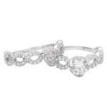 حلقه و پشت حلقه نقره زنانه طرح ریحان