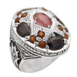 انگشتر چند سنگ نقره مردانه دست ساز طرح کمال