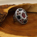 انگشتر چند سنگ نقره مردانه دست ساز طرح کمال - Image 2