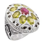 انگشتر چند سنگ نقره مردانه دست ساز طرح جمال