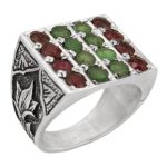 انگشتر چند سنگ نقره مردانه دست ساز طرح ایلیا