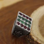 انگشتر چند سنگ نقره مردانه دست ساز طرح ایلیا - Image 2