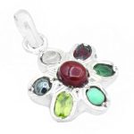 گردنبند چند سنگ نقره زنانه طرح نیلی + حرز امام جواد (ع)