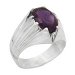 انگشتر آمیتیست نقره مردانه طرح سبو