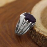 انگشتر آمیتیست نقره مردانه طرح سبو - Image 2