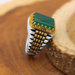 انگشتر عقیق سبز نقره مردانه طرح رولکسی یونا - Image 2