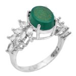 انگشتر عقیق سبز نقره زنانه طرح پرستو + حرز امام جواد (ع) + آیت الکرسی