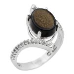 انگشتر عقیق مشکی نقره زنانه طرح فائزه + حرز امام جواد (ع) + آیت الکرسی