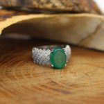 انگشتر عقیق سبز نقره زنانه طرح فرح + حرز امام جواد (ع) + آیت الکرسی - Image 2