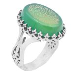 انگشتر عقیق سبز نقره مردانه و زنانه طرح ستار متوسط + حرز امام جواد (ع) + آیت الکرسی