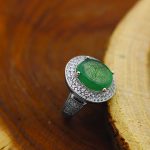 انگشتر عقیق سبز نقره زنانه طرح نرجس + حرز امام جواد (ع) + آیت الکرسی - Image 2