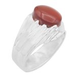 انگشتر عقیق سرخ یمنی نقره مردانه دست ساز طرح صدرا