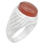 انگشتر عقیق یمنی نقره دست ساز مردانه طرح محسن + حرز امام جواد (ع)