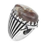 انگشتر عقیق شجر نقره مردانه طرح شیراز