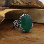 انگشتر عقیق سبز نقره مردانه طرح نعمان - Image 2