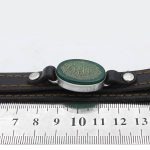 دستبند عقیق سبز نقره چرم طبیعی مشکی دو لایه مردانه و زنانه طرح آیت الکرسی + حرز امام جواد (ع) - Image 2