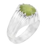 انگشتر زبرجد الماس تراش نقره مردانه دست ساز طرح سامیا