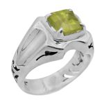 انگشتر زبرجد الماس تراش نقره مردانه دست ساز طرح ایرج