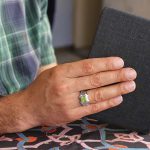 انگشتر زبرجد الماس تراش نقره مردانه دست ساز طرح ایرج - Image 4