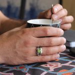 انگشتر زبرجد الماس تراش نقره مردانه دست ساز طرح ایرج - Image 3