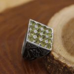 انگشتر زبرجد الماس تراش نقره دست ساز مردانه طرح فاخر فریبرز - Image 2