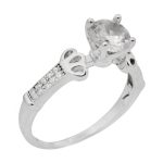 حلقه تک نگین نقره زنانه طرح ساحل