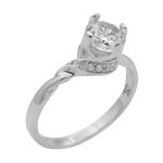 حلقه تک نگین نقره زنانه طرح ملودی