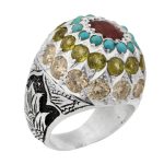 انگشتر چند سنگ نقره مردانه دست ساز طرح فاخر امیر ارسلان