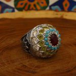 انگشتر چند سنگ نقره مردانه دست ساز طرح فاخر امیر ارسلان - Image 2