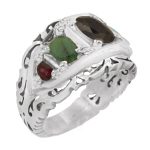 انگشتر چند سنگ نقره مردانه دست ساز طرح پوریا