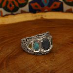 انگشتر چند سنگ نقره مردانه دست ساز طرح پوریا - Image 2