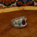 انگشتر چند سنگ نقره مردانه دست ساز طرح رستم - Image 3