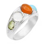 انگشتر چند سنگ نقره مردانه دست ساز طرح آفتاب