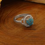 انگشتر فیروزه نیشابوری نقره زنانه طرح فرشته - Image 2