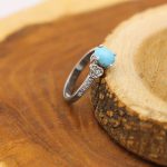 انگشتر فیروزه نیشابوری نقره زنانه طرح آب پری - Image 2