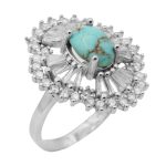 انگشتر فیروزه نیشابوری نقره زنانه طرح مینا