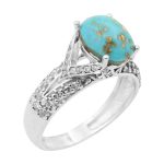 انگشتر فیروزه نیشابوری نقره زنانه طرح نسرین