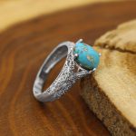 انگشتر فیروزه نیشابوری نقره زنانه طرح نسرین - Image 3