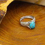 انگشتر فیروزه نیشابوری نقره زنانه طرح نسرین - Image 2