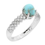 انگشتر فیروزه نیشابوری نقره زنانه طرح عطیه